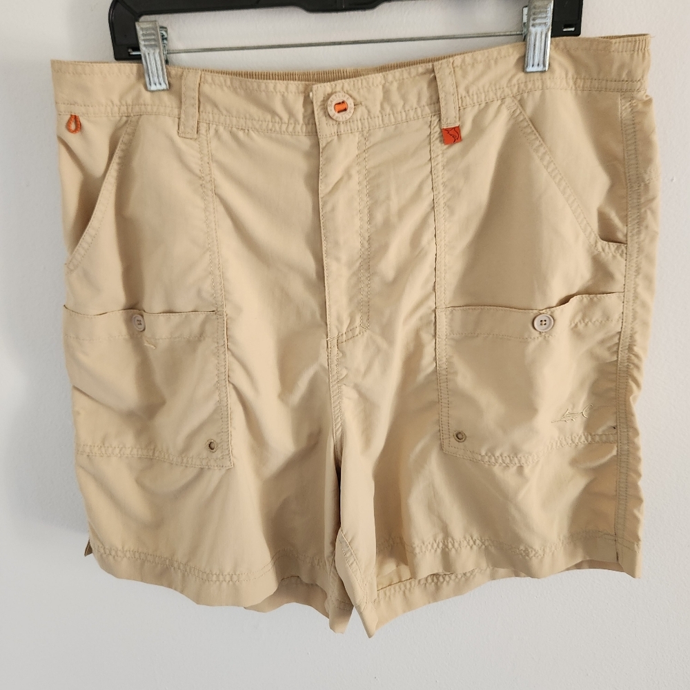 Salt Life Nylon Elastic Waist Water Fishing Hiking Shorts Biege Men's XXL